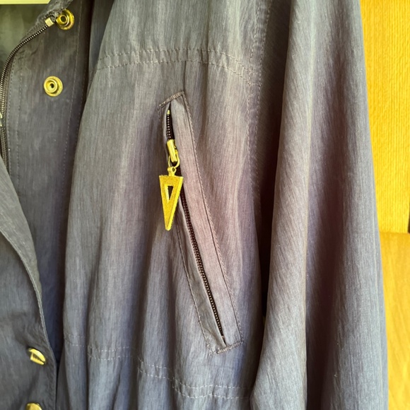 APROPOS Vintage 90s XL Navy Lining Full Zip Snap Windbreaker Parka Coat - Picture 9 of 16